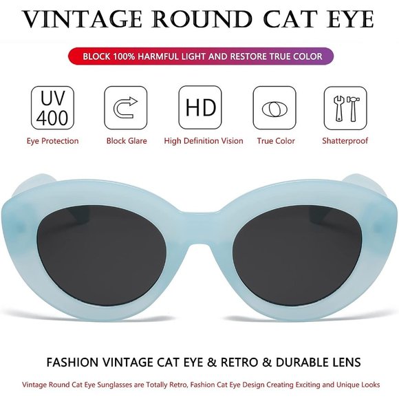Women Oversized Cute Oval Thick Frame Retro Style Shades Cat Eye Sunglasses main image 4